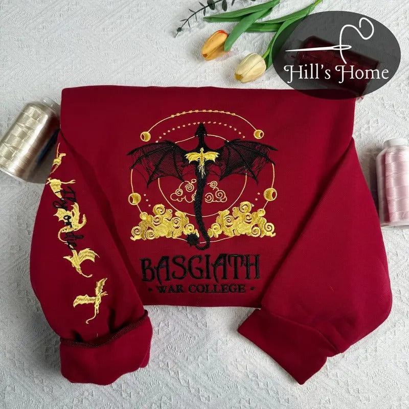 Fourth Wing Fly Or Die Embroidered Sweatshirt, Basgiath War College Embroidered Hoodie, Bookish Gift, Booktok Gift T-Shirts
