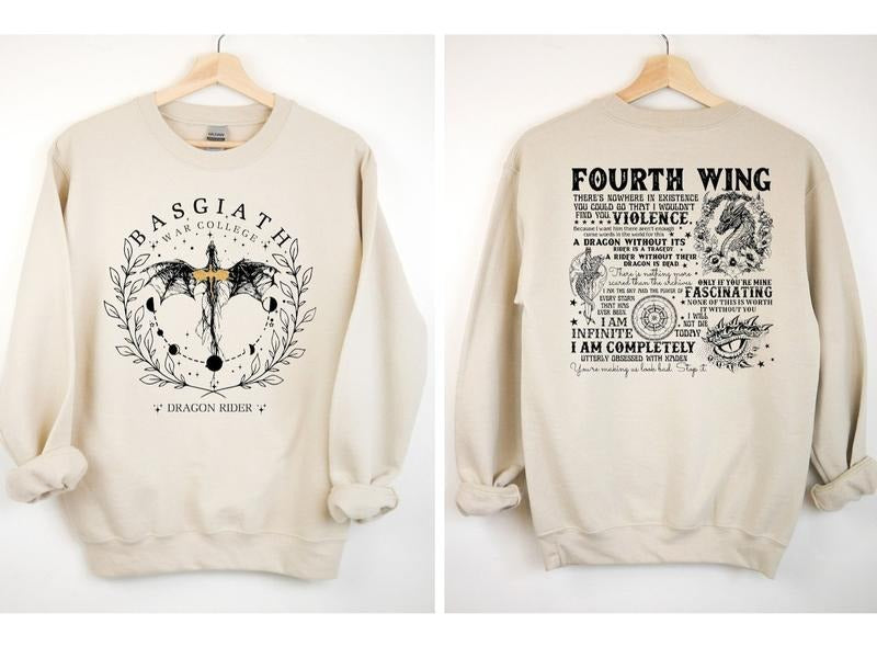 Fourth Wing Sweatshirt, Dragon Rider Sweatshirt, Basgiath War College Shirt, The Empyrean Series,Violet Sorrengail...