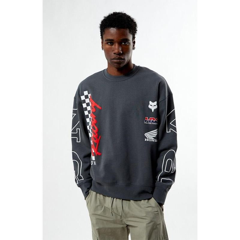 Fox Men's Honda Oversized Fleece Crew Neck Sweatshirt T-Shirts, Hoodie | GrindPrints.com