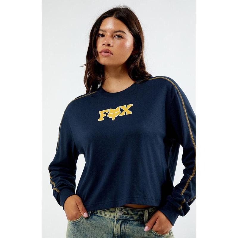 Fox Women's Long Sleeve Cropped T-Shirt Hoodie, Sweatshirt | GrindPrints.com