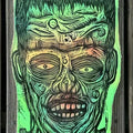 Frankenstein Woodcut Printed on Painted and Shaped Wooden Panels Decor Hand Wall Ornaments Artistic T-Shirts, Hoodie,...