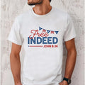Free Indeed Independence Day Christian 4th of July Tee Casual Style Crew Neck Short Sleeve T-Shirt Tops Trendy for...