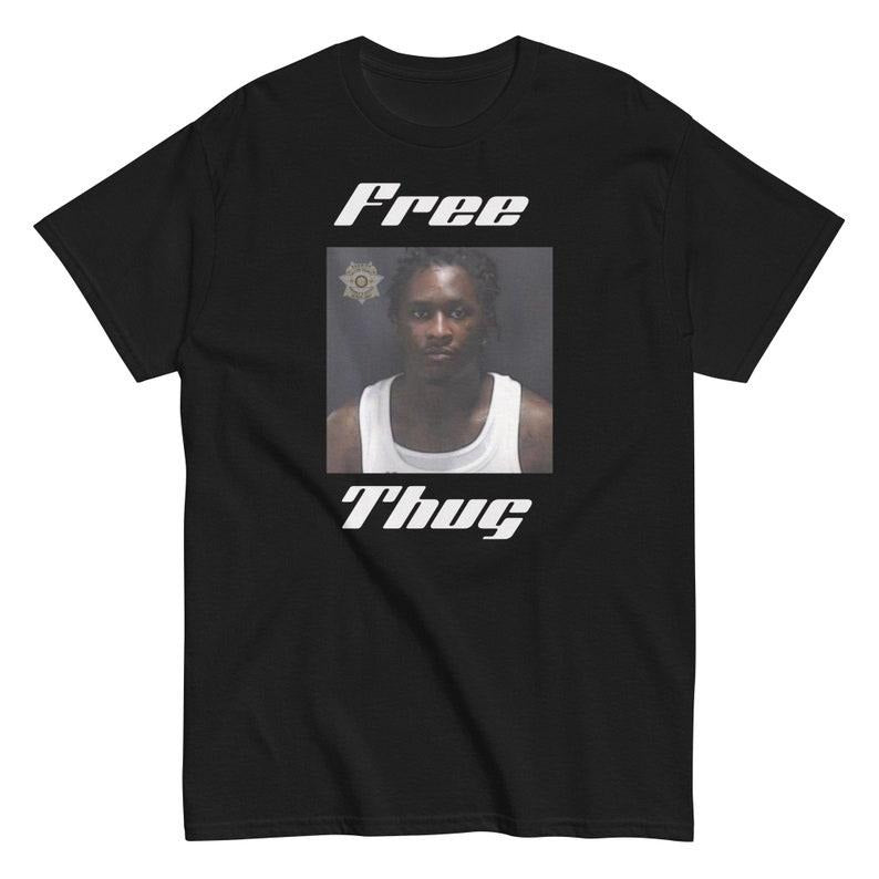 Free Young Thug tee Shirt FREE THUGGER Young Thug Rapper Mugshot Tee Hoodie, Sweatshirt | GrindPrints.com