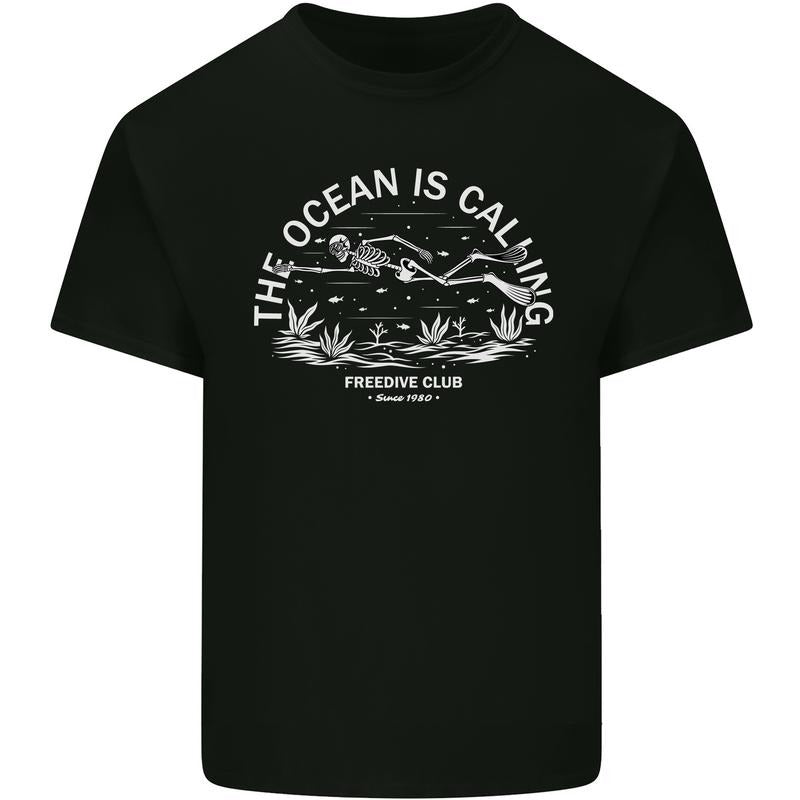 Freediving Funny Skull Scuba Diving Diver Mens Cotton T-Shirt Tee Top Made in USA Hoodie, Sweatshirt | GrindPrints.com