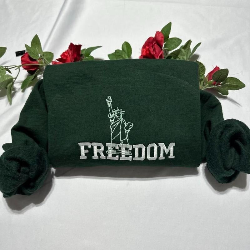 Freedom Statue of Liberty embroidered sweatshirt T-Shirts, Hoodie | GrindPrints.com