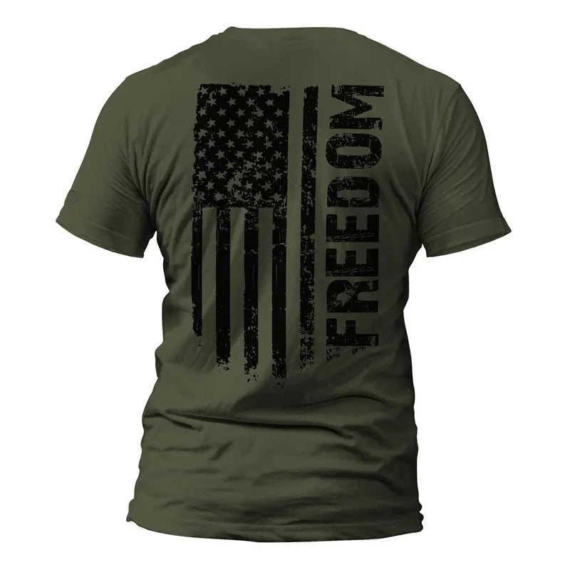 Freedom USA Distressed Flag Back Print T-Shirt Casual Crewneck Hoodie, Sweatshirt | GrindPrints.com
