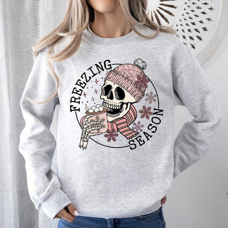 Freezing Season, Skeleton, Winter, Cold, Sweatshirt T-Shirts, Hoodie | GrindPrints.com