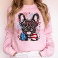 French Bulldog, Frenchie Patriotic Dog, USA, America, Pet Lover, 4th of July Sweatshirt, Crew Neck, Women's, Crewneck...