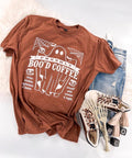 Freshly Boo'd Coffee Halloween Short Sleeve Graphic Tee Unisex with sleeve print T-Shirt Womenswear Crewneck Casual...