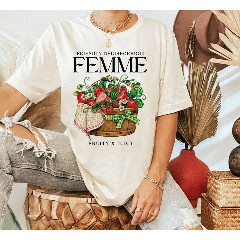Friendly neighborhood femme shirt | fruity shirt | subtle lesbian shirt | femme lesbian | lesbian pride tee | subtle lgbt...