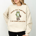 Frog Hang On I'm Overstimulated Sweatshirt, Western Cowboy Frog Sweater, Funny Frog Meme Tops, Weirdcore Gen Z Crewneck,...
