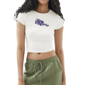 Women's Crew Neck Cropped Tops Short Sleeve Fruit/Frog Print Slim Fit Baby Tees Streetwear Casual Fabric Hoodie, Sweatshirt