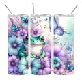 Frog with flowers and butterfly 20oz Stainless steel tumbler T-Shirts, Hoodie, Sweatshirt | GrindPrints.com