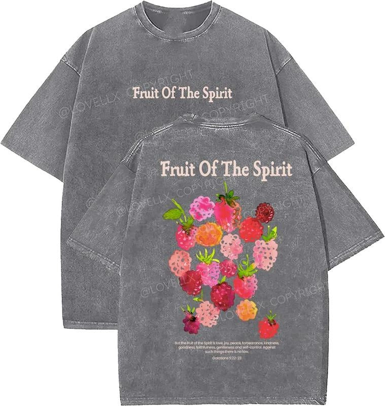Fruit Of The Spirit Unisex Washed T-Shirt, Christian t shirts, Vintage 90s Graphic Tee, Gift Top Womenswear Cotton...