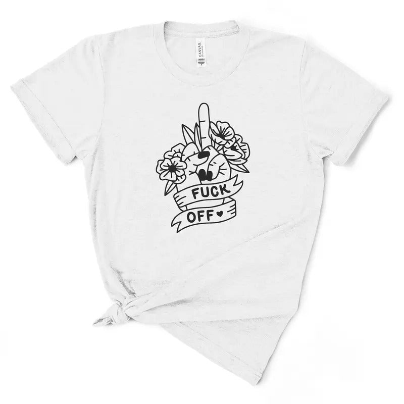 Fuck Off Floral Middle Finger TShirt Hoodie, Sweatshirt | GrindPrints.com