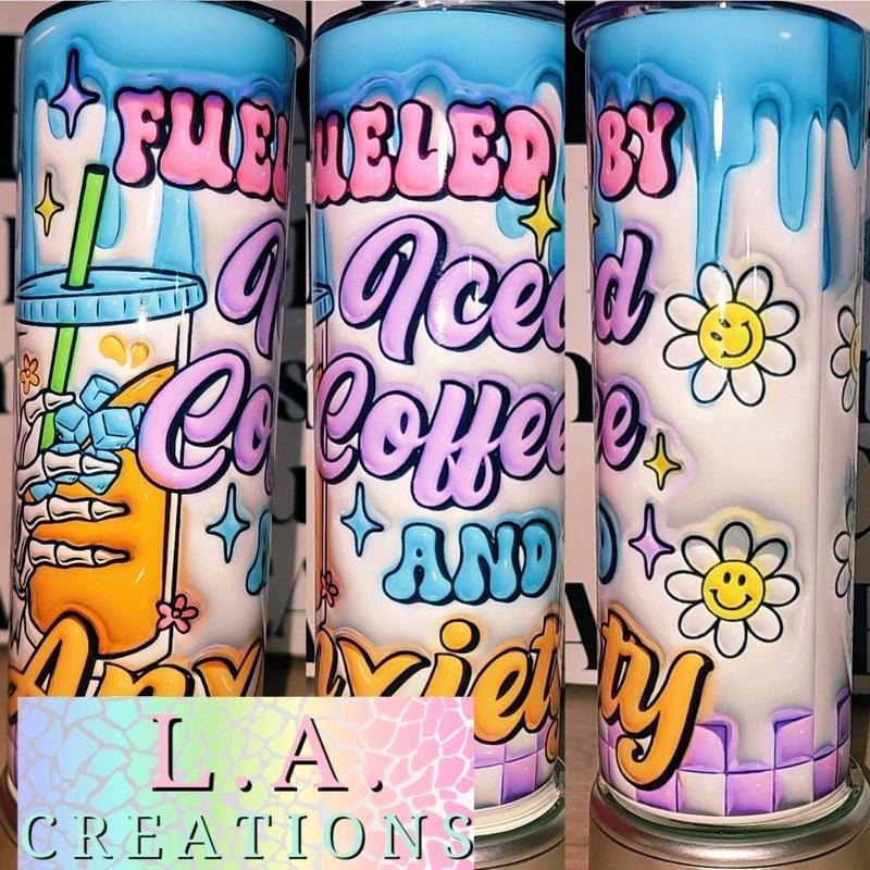 Fuelded by iced coffee and anxiety Tumbler T-Shirts, Hoodie, Sweatshirt | GrindPrints.com