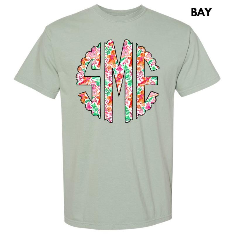 Fun Gingerbread Christmas Monogram Comfort Colors T-Shirt 'NLB' Hoodie, Sweatshirt | GrindPrints.com