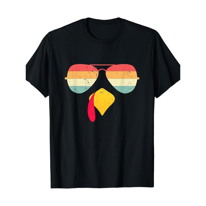 Fun Thanksgiving Humor - Cool Turkey Face Graphic T-Shirt with Sunglasses for Men and Women made in usa Hoodie, Sweatshirt