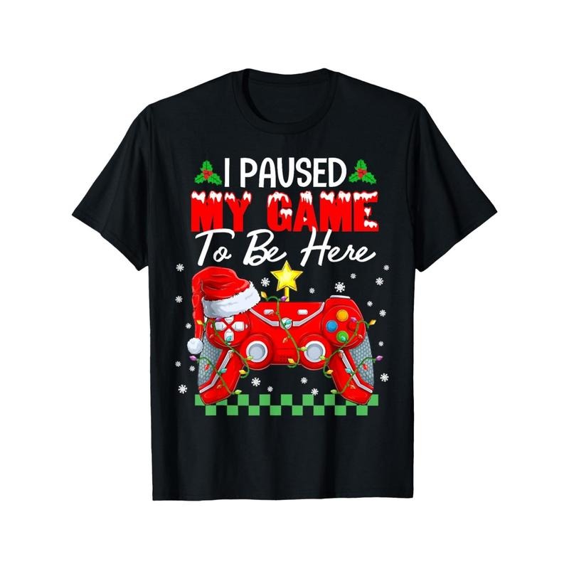 Funny 'I Paused My Game to Be Here' Gamer Tee - 100% Cotton, Perfect for Christmas & Holiday Gifts, Sizes XS-XL made in...