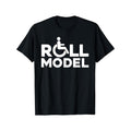 Funny 'Roll Model' Wheelchair Graphic Tee - 100% Cotton, Breathable & Stretchy, Casual T-Shirt for Men and Women Made in...