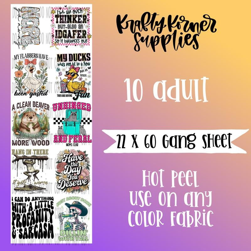 Funny 2.0 DTF Transfer Gang Sheet, 22 x 60 T-Shirts, Hoodie, Sweatshirt | GrindPrints.com