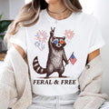 Funny 4th of July Shirt Shirt, Feral & Free Raccoon Shirt, American Feral Girl Summer Meme Sweatshirt,Patriotic...