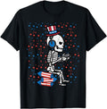Funny 4th July Shirts 4th July Skeleton Gamer Funny America Menswear Top Casual Cotton T-Shirts, Hoodie, Sweatshirt