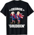 Funny 4th of July Shirts For Men, 4th of July George Washington Griddy George Griddin T-Shirt Menswear Top Casual Cotton...