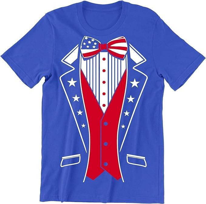 Funny 4th July Shirts 4th July USA Tuxedo Shirt Funny Patriotic Menswear Top Casual Cotton Basic T-Shirts, Hoodie, Sweatshirt