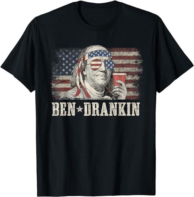 Funny 4th July Shirts Ben Drankin Beer 4th July Vintage Flag Funny Menswear Top Casual Cotton T-Shirts, Hoodie, Sweatshirt