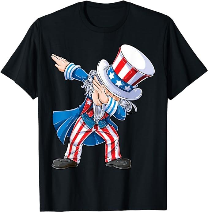 Funny 4th of July Shirts For Men, Dabbing Uncle Sam 4th of July Funny Dab Dance T-Shirt Menswear Top Casual Cotton...