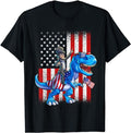 Funny 4th of July Shirts For Men, Dino Abraham Lincoln 4th Of July Shirt Boys American Flag T-Shirt Menswear Top Hoodie,...