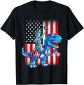 Funny 4th of July Shirts For Men, Dino Statue Of Liberty 4th Of July Shirt Boys American Flag T-Shirt Menswear Top Casual...