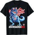 Funny 4th July Shirts Dinosaur 4th July Amerisaurus T Rex Funny Menswear Top Casual Cotton T-Shirts, Hoodie, Sweatshirt