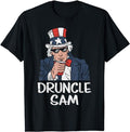 Funny 4th of July Shirts For Men, Druncle Sam Funny Uncle Sam Beer 4th Of July Party Drinking T-Shirt Menswear Top...