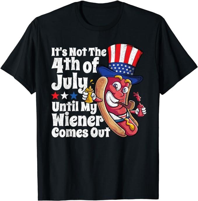Funny 4th July Shirts Funny 4th July Hot Dog Wiener Comes Out Humor Menswear Top Casual Cotton T-Shirts, Hoodie, Sweatshirt