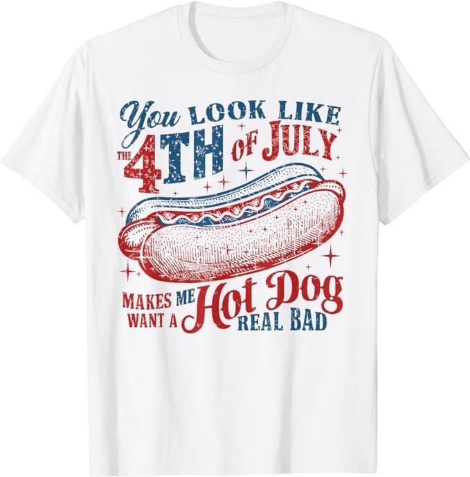 Funny 4th of July Shirts For Men, Funny You Look Like 4th Of July Hot Dog Wiener Men Women T-Shirt Top Casual Cotton...