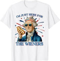 Funny 4th of July Shirts For Men, George Washington Funny Hot Dog Just Here For The Wieners T-Shirt Menswear Top Casual...
