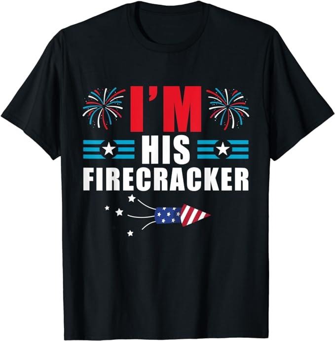 Funny 4th of July Shirts For Men, I'm His Firecracker Funny Family Matching Couple 4th of July T-Shirt Menswear Top...