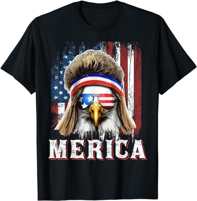 Funny 4th July Shirts Merica Eagle Mullet 4th July American Flag Stars Stripes Menswear Top Casual Cotton Basic Fashionstyle{N002}2 T-Shirts, Hoodie, Sweatshirt