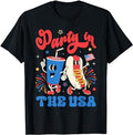 Funny 4th of July Shirts For Men, Party In The USA Cute Soda And Hotdog Patriotic 4th of July T-Shirt Menswear Top Casual...