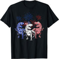 Funny 4th of July Shirts For Men, Red White Blue T Rex Dinosaur Firework 4th Of July T-Shirt Menswear Top Casual Cotton...
