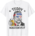 Funny 4th of July Shirts For Men, Teddy Boozedevelt Theodore Roosevelt 4th Of July T-Shirt Menswear Top Casual Cotton Tee...