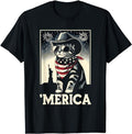Funny 4th of July Shirts For Men, USA 'Merica Cat 4th of July Funny Patriotic T-Shirt Menswear Top Casual Cotton Fashion...