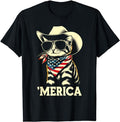 Funny 4th July Shirts USA 'Merica Cat 4th July Funny Patriotic Menswear Top Casual Cotton Basicstyle{N002}2 T-Shirts, Hoodie, Sweatshirt