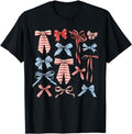 Funny 4th of July Shirts For Women, Red White And Blue American Coquette Bows Funny 4th Of July T-Shirt Top Casual Cotton...