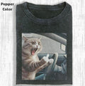 Funny Animal Vintage Graphic Tee, Cat Middle Finger T-Shirt, Animal Shirt, Unisex Meme Cringe Funny Shirt, Menswear...