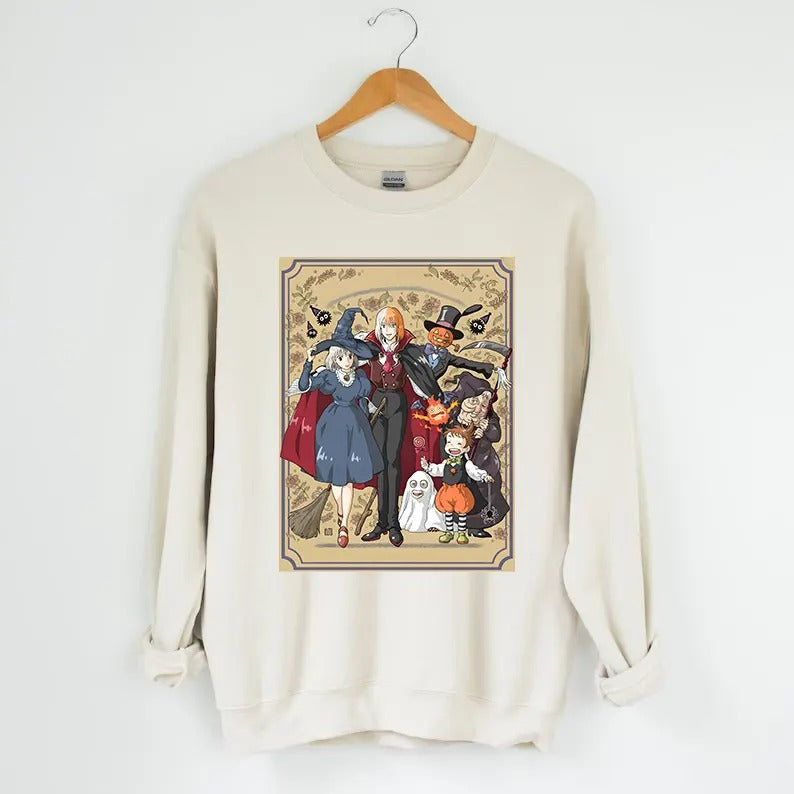 Funny Anime Halloween Sweatshirt, Howls Moving Castle, Howl And Sophie, No text T-Shirts, Hoodie | GrindPrints.com