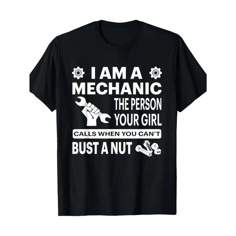 Funny Auto Mechanic Dad Joke Grease Monkey Handyman Men's Cotton Short Sleeve Casual Round Neck Top Comfortable Stylish...