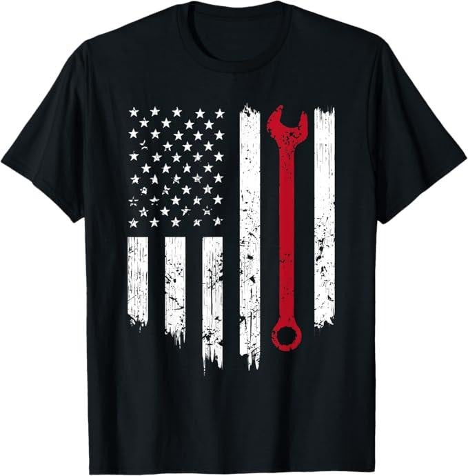 Funny Auto Mechanic Shirt Funny Vintage Mechanic Distressed American Flag Menswear Casual Cotton T-Shirts, Hoodie, Sweatshirt